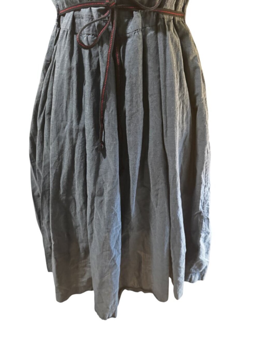 Ines de la Fressange Chambray Midi Dress Sleeveless Tie Waist M - Picture 3 of 6
